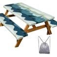 thumbnail image 1 of 6ft Polyester Picnic Table Cover With Bench Covers, Elastic All Around, Waterproof Windproof Camping Tablecloth With Drawstring Bag, 1 of 7