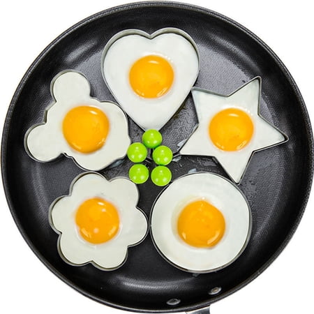 Lot De 2 Anneaux à Œuf Antiadhésifs - Moules Inox Pour Œufs Au Plat, Omelettes, Pancakes - Avec Brosse Et Couvercle Silicone