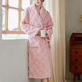 thumbnail image 4 of qolati Women Robe Fleece Plush Soft Fluffy Fuzzy Textured Bathrobe Cozy Warm Lightweight Bathrobes Shower Spas House Long Robe for Women, 4 of 7