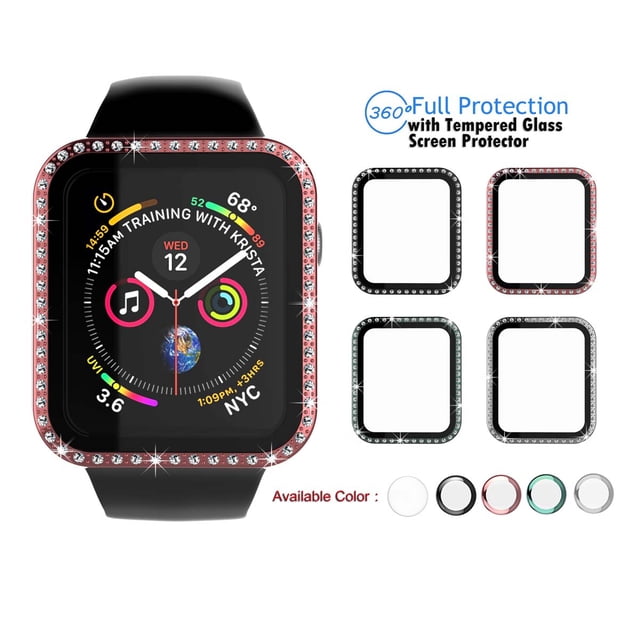 for Apple Watch 44mm Series SE 6 5 4 Sport, Nike+, Edition Case with Screen Protector, PC Hard Bling Crystal Diamonds Shiny Rhinestone Bumper Protective Case for iWatch Series 4/5/6 -Green 44mm