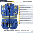 thumbnail image 4 of Chaleco de seguridad JKSafety Hi-Vis con cremallera frontal azul con 10 bolsillos, 4 of 5
