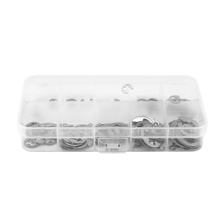 

120Pcs Stainless Steel E-Type Retaining Ring E-Clip Circlip Assortment Kit Split Washer E-Type Circlips E-Clip Open Split Washer Buckle Snap Retaining Washer