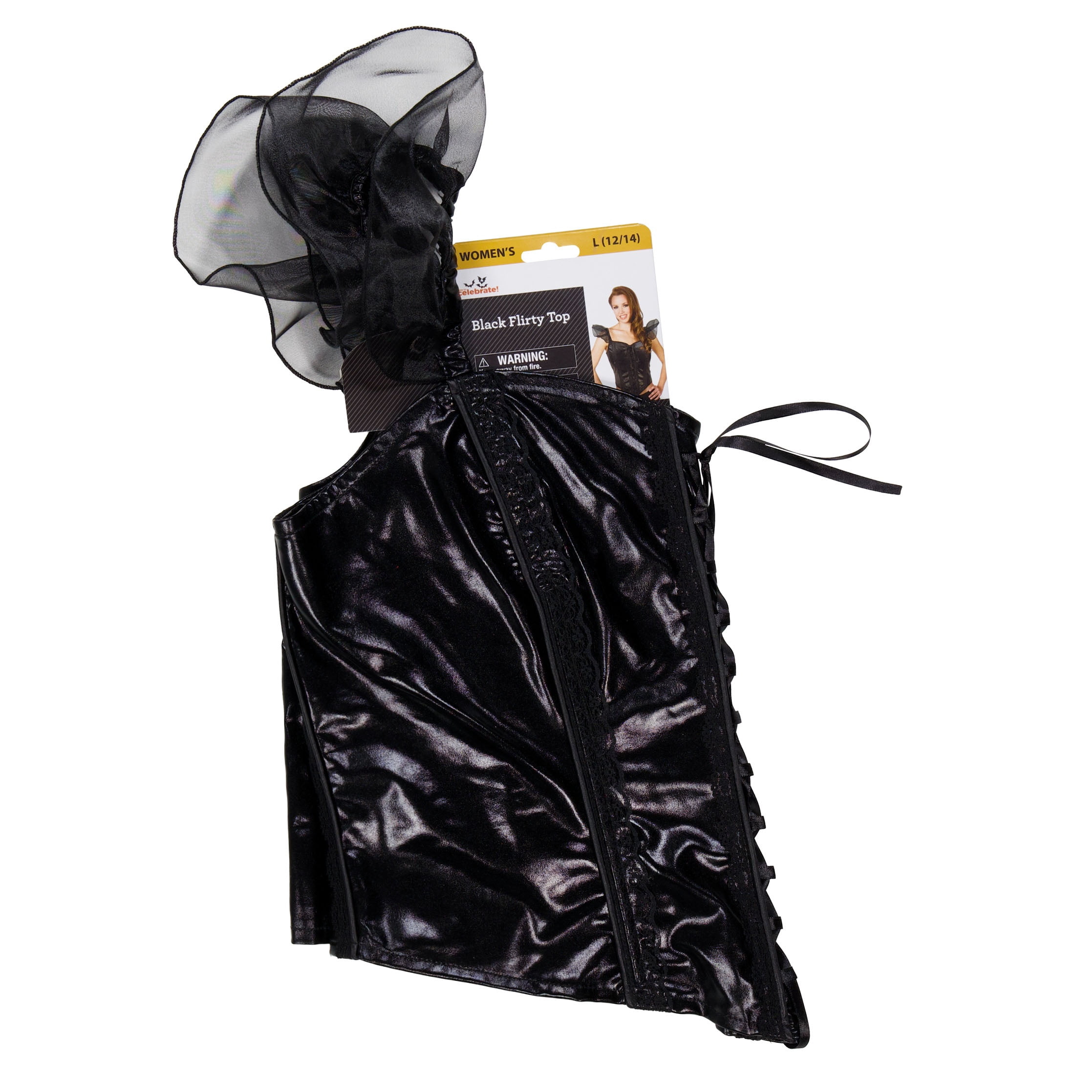 Flirty Top Costume Accessory for Adults, Black, L (12/14), Halloween by Way To Celebrate