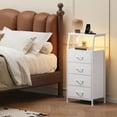 thumbnail image 2 of Eunos White Tall Nightstand with Charging Station and LED for Bedroom, 4 Drawer with Storage Shelfs, 2 of 8