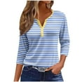 thumbnail image 2 of Lolmot Blouses pour Femmes, Blouses à Manches Courtes Imprimées à Manches Courtes 3/4 à Col Rond, 2 of 5