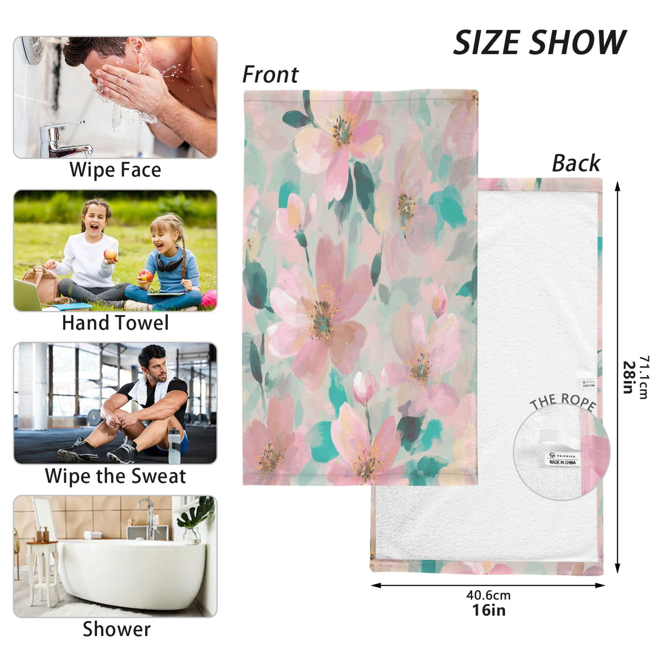 2 Pcs Hand Towels Sets Coral Floral Print Cotton Towel Set Absorbent Face Towel for Bathroom Kitchen Shower Hotel Decor