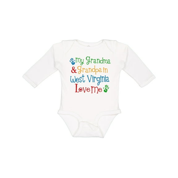 Inktastic West Virginia Grandma Loves Me Boys or Girls Long Sleeve Baby Bodysuit