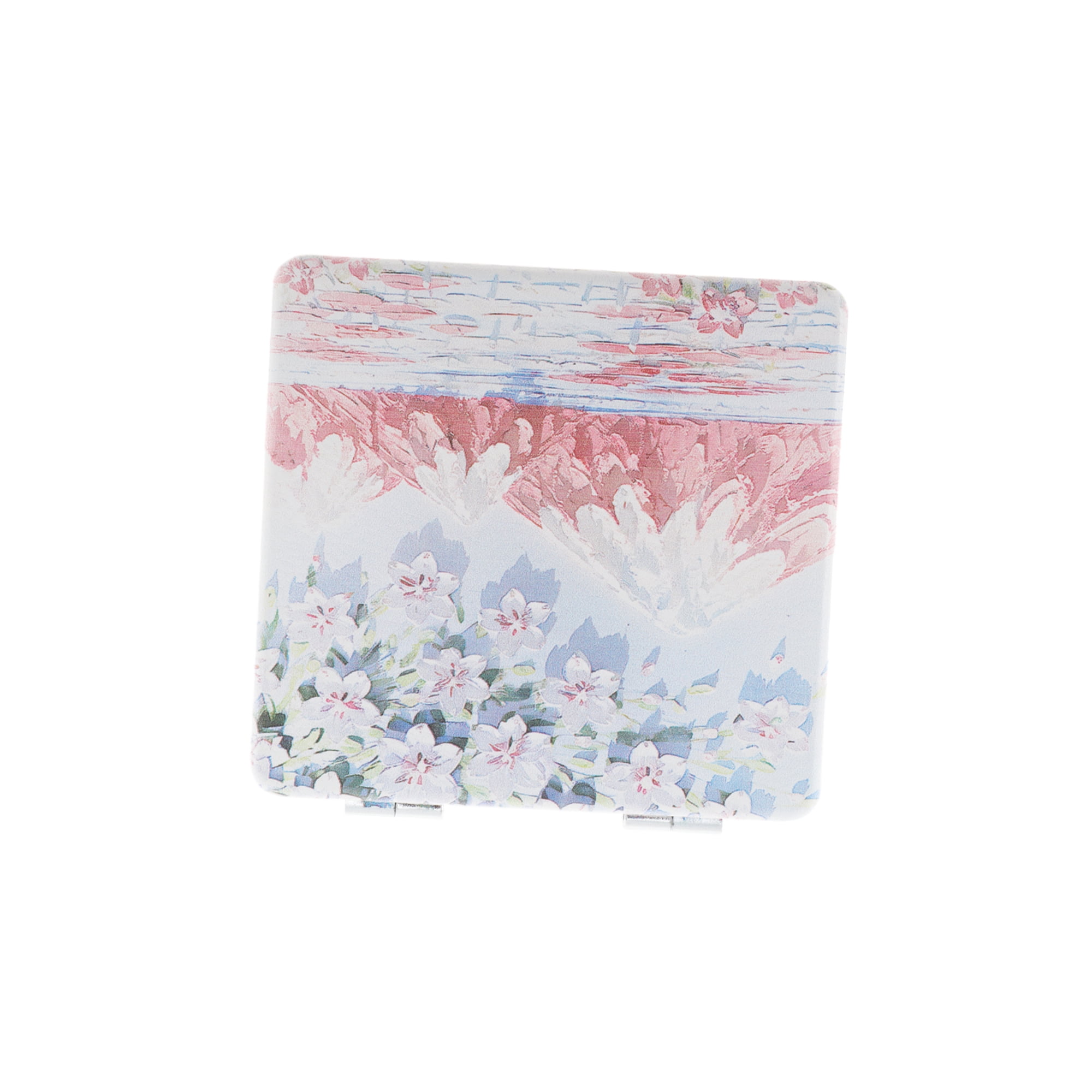 Unique Bargains 1 Pc Women Hand-painted Oil Painting Makeup Mirror Blue Pink