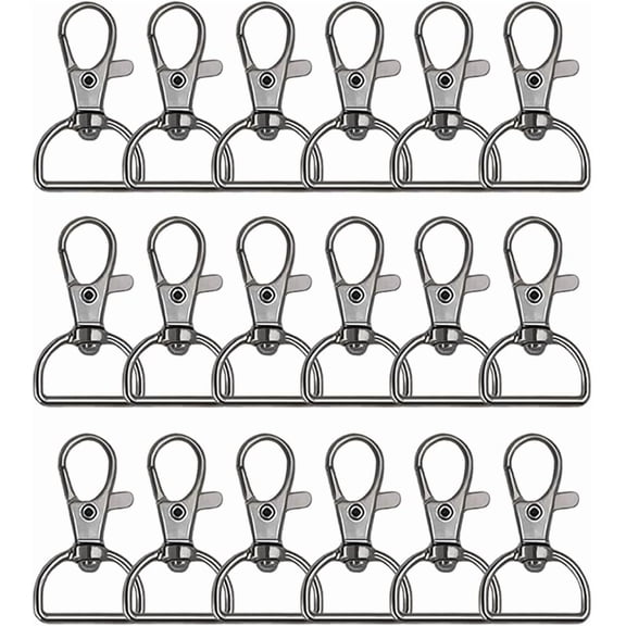 50Pcs Swivel Clasp Hooks D Ring Key Chain Clips, Metal Lobster Claw Clasps Trigger Clip Lanyard Snap Hook for Keychains Making Purse Hardware DIY Crafts 1 Inch Silver