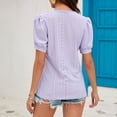thumbnail image 6 of OSOLU Women T-Shirt Short Sleeve Tee Tops Fashion Lace V-Neck Tops Solid Color Casual Blouses Breathable Dailywear, 6 of 7