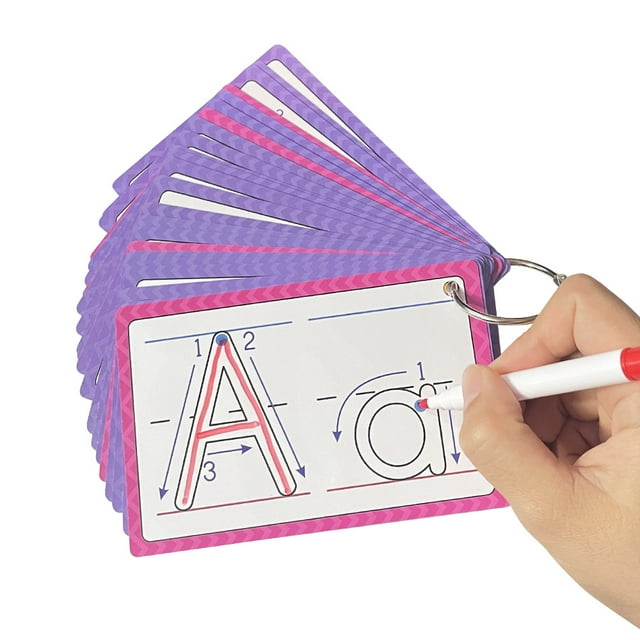 Reusable Alphabet Phonics Flash Cards For Kids: Learn ABC Letters & CVC Words With Writing Practice!