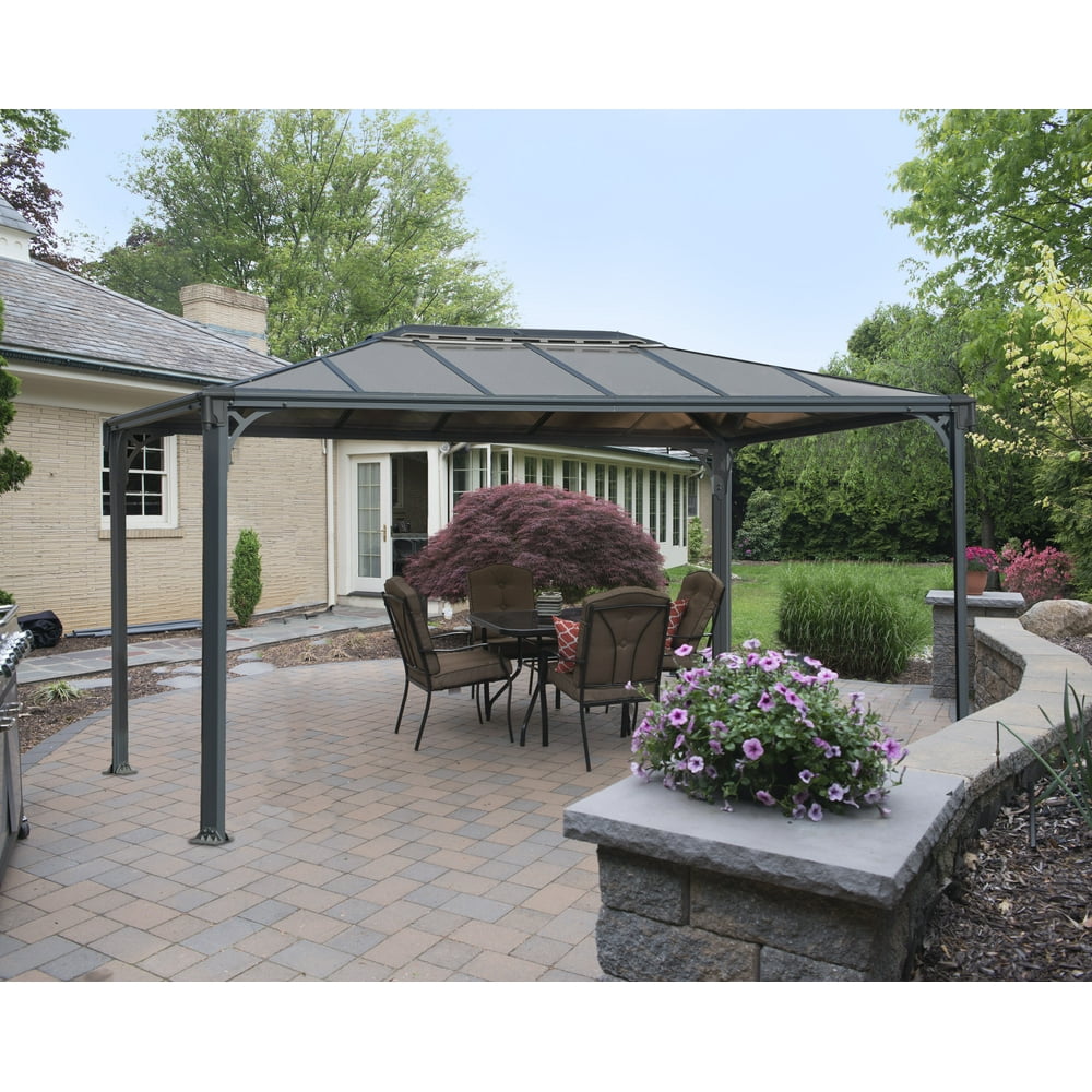 Palram Martinique Polycarbonate Hard Top Gazebo, 10' x 12', Gray