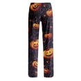 thumbnail image 5 of Girly Bow Pumpkin Halloween Pajama Pants for Women, Adjustable Drawstring Lounge Bottoms with Ghost & Web Print, Soft Polyester Sleep Trousers, 1 Pair Purple S, 5 of 5
