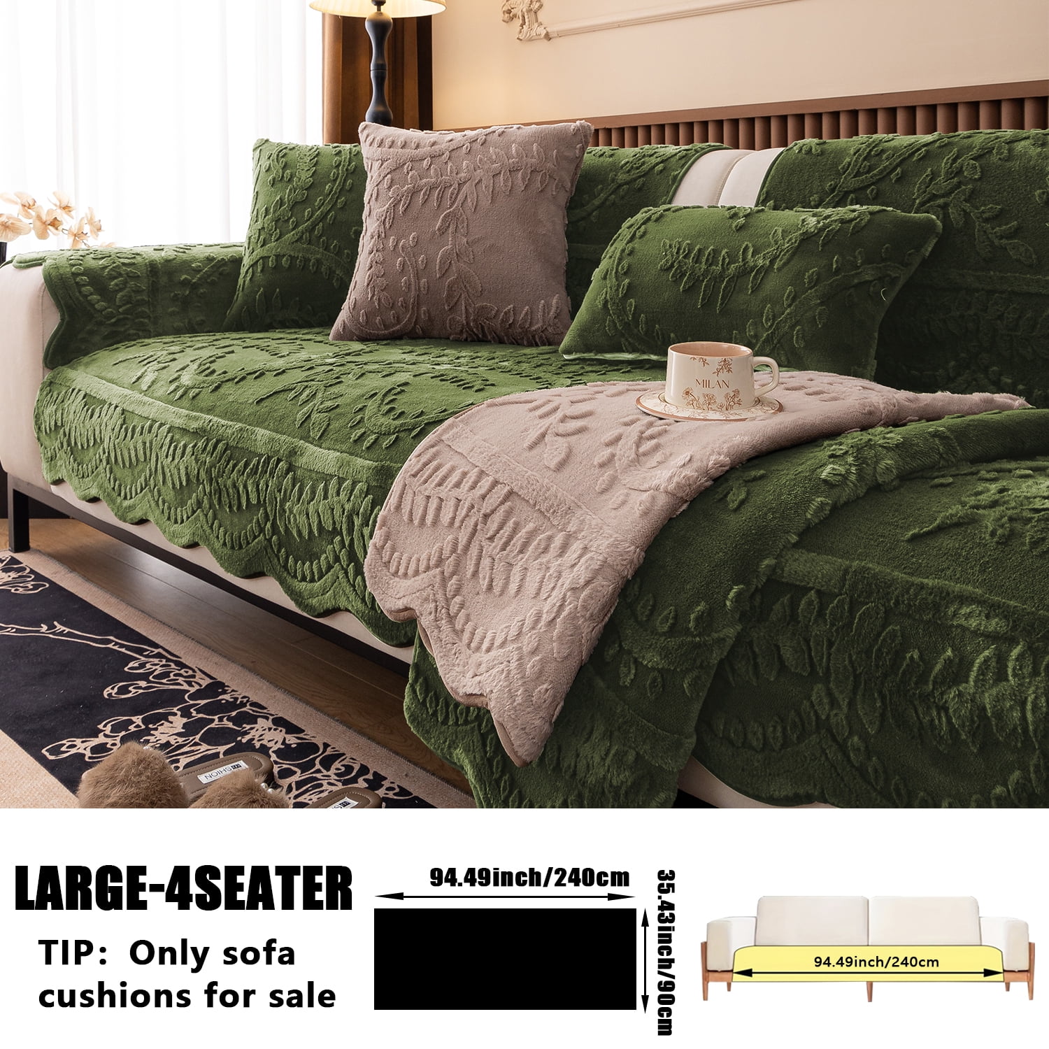 Thickened Anti-Slip Sofa Cover Scratch-Resistant & Wear-Resistant Pet-Friendly Design Soft Fabric Living Room Use Machine Washable Sofa Protector