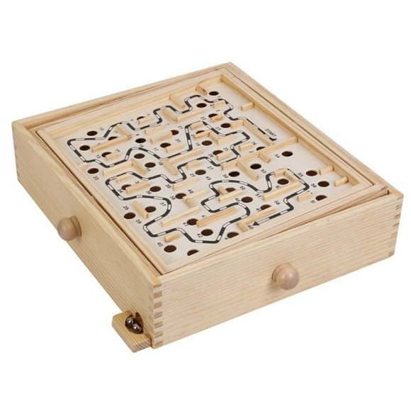 EIMELI Wooden Labyrinth Game Balance Keeping Desktop Group Play Classic Puzzle Game Toy for Kids and Adults Party  Small