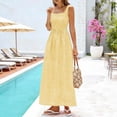 thumbnail image 2 of Women's Gingham Plaid Square Neck Maxi Dress, Sleeveless Wide Strap Smocked Waist Summer Beach Vacation Sundress, Casual Flowy Long Dress for Women S-2XL, 2 of 5