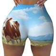 thumbnail image 2 of Uemuo Cow Grazing Nature Pattern Women Workout Impact Shorts Scrunch Butt Lifting Gym Shorts Seamless Booty Biker Shorts-XX-Large, 2 of 8