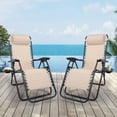 thumbnail image 4 of TQKVIPI Adjustable Zero Gravity Chairs Set of 2 with Cup Holder & Removable Pillows, Outdoor Folding Reclining Patio Lounge Chairs, Anti Gravity Lounger for Poolside, Lawn, Beach, Camping, 4 of 8