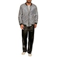 thumbnail image 2 of INSPIRE CHIC Holographic Varsity Jackets for Men's Full Zip Up Party Shiny Metallic Bomber Jackets 2XL Silver, 2 of 6