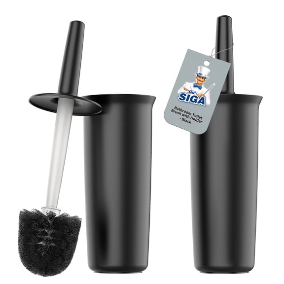 MR.SIGA Toilet Bowl Brush and Holder for Bathroom, Black, 2 Pack