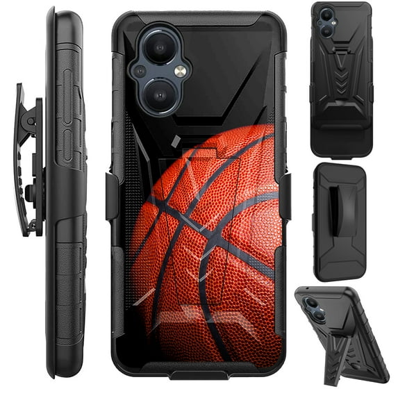 Compatible with OnePlus Nord N20 5G Hybrid Luxguard Holster Phone Case Cover (BasketBall)