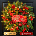 thumbnail image 2 of 24 Inch Christmas Wreath with “Merry Christmas” Sign, Norfolk Pine Greenery, Red Berries, Pomegranates and Gold Ornaments, Holiday Front Door Decor, 2 of 9