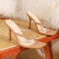 thumbnail image 5 of Flip Flops Heels for Women Summer Solid Color Square Toe Heeled Sandals Casual Slip on Backless Mules Khaki Size 10, 5 of 7