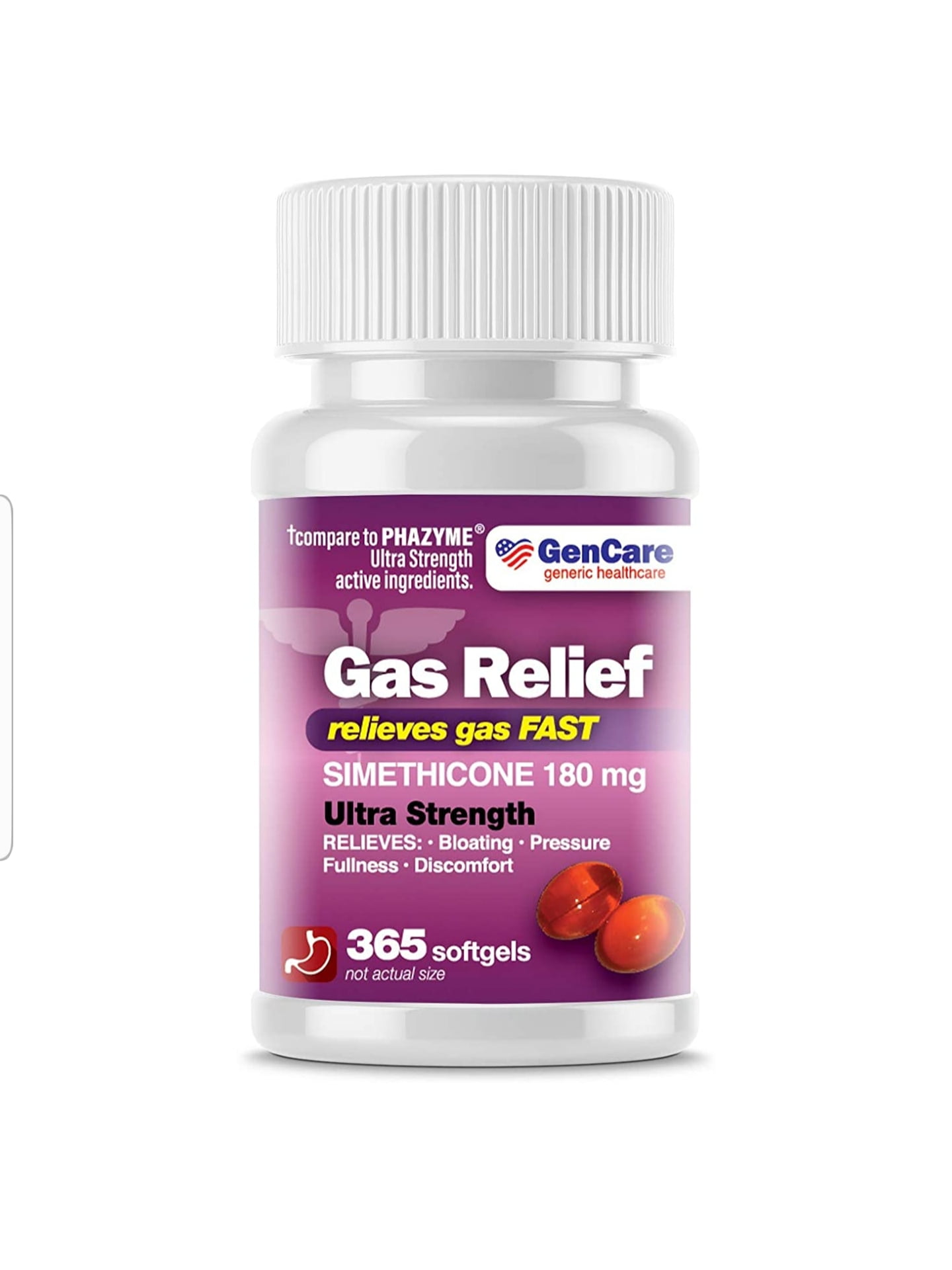 GenCare Ultra Strength Simethicone Gas Relief 180 mg (365 Softgels) Anti Flatulence