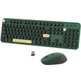 thumbnail image 1 of Colorful Wireless Computer Keyboards Mouse Combos, UBOTIE Polychrome Round Keycaps Retro PC Keyboards 2.4GHz Radio Frequency Connection with Optical Mouse(Green-Black), 1 of 6