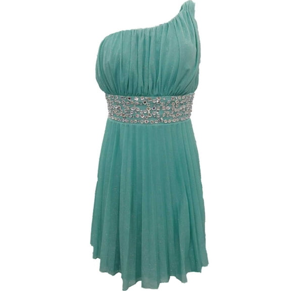 Womens Glittery Aquamarine Sparkle Gem Cocktail Evening Party Dress X-Large