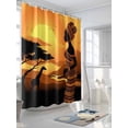 thumbnail image 3 of Fsddascl Africa Black Women Shower Curtain Set - 48" x 72" Washable Bathtub Curtain with 12 Hooks, African Native Ethnic Sunset Waterproof Fabric Stall Shower Curtains for Bathroom/Bathtub Décor, 3 of 6