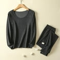 thumbnail image 4 of Htigea Women's Thermal Underwear Sets Seamless Crewneck Long Sleeve Shirts and Pants Outfits Warm Base Layer for Fall Winter Black M, 4 of 4