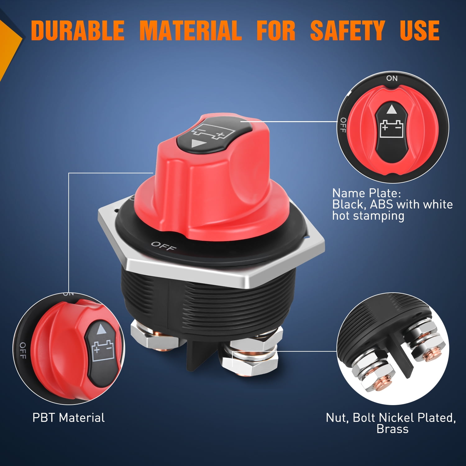 Nilight Battery Disconnect Switch 300A Master Disconnect Isolator