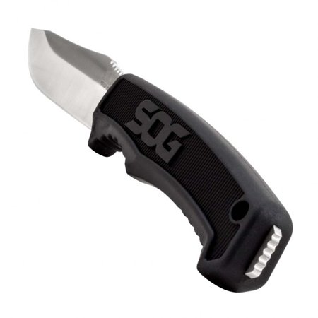 Sog Field Knife Fixed 4"" Satin Plain Blade Thermoplastic Rubber Handles Grn Sheath