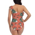 thumbnail image 5 of Gukieu Hedgehog Mushroom Print One-shoulder Ruffled One-piece Swimsuit with Removable Chest Pads and Tummy-control Swimsuit for Women-Small, 5 of 6