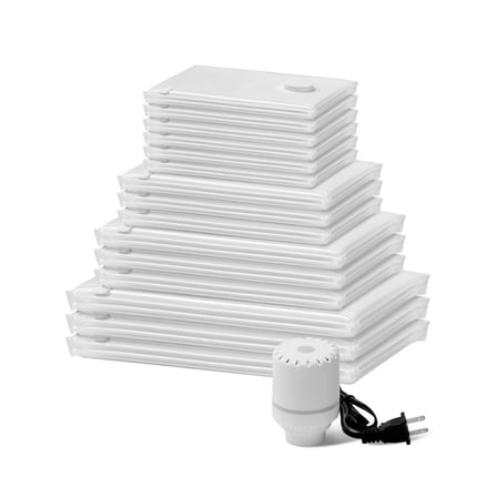 Vacuum Storage Bags 15 Pack with Electric Pump, Space Saver Bags for Comforters, Clothes, Blankets & Travel