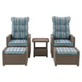 thumbnail image 1 of CorLiving Lake Front 5pc Rust Proof Resin Wicker Patio Recliner and Ottoman Set, 1 of 9