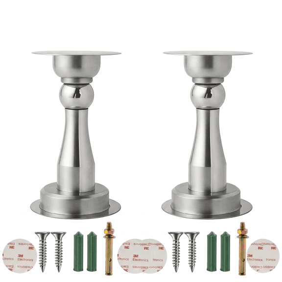 ROSEXIXI 2 Pack Magnetic Door Catch Stainless Steel Heavy Duty Stopper Adhesive or Screw Mount Brushed Silver