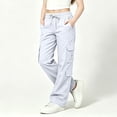thumbnail image 3 of LRen Girls Sweatpants Kids Cargo Pants Preppy Wide Leg Baggy Sweat Pants Teen Joggers Casual Preppy Back To School Trousers with Pockets 5-14 Years, 3 of 8