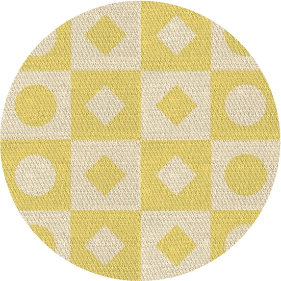Ahgly Company Indoor Round Patterned Sun Yellow Area Rugs, 8' Round