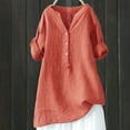 thumbnail image 2 of Fgnfyis Womens Long Sleeve Tops Shirts Buttons V Neck Tops Dressy Blouses Casual Loose Comfy Tunic Clothes T Shirts for Women Orange XXL, 2 of 3