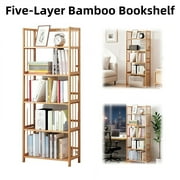 5-Tier Multifunctional Bamboo Shelf, Space-Saving Bookshelf And Display Rack for Home Office, Storage Display Shelf, Nordic Minimalist Style, Quick And Easy Assembly.
