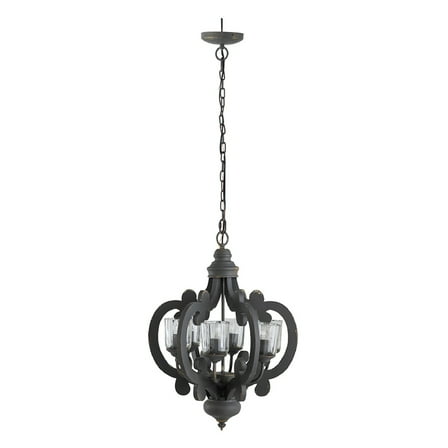 Chandelier - 6-Light Wood Pendant Lamp - Gray Aesthetic Home Decor