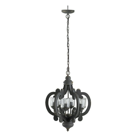 Chandelier - 6-Light Wood Pendant Lamp - Gray Aesthetic Home Decor