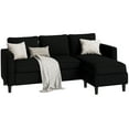 thumbnail image 2 of Walsunny Convertible L Shaped Sleeper Sectional Sofa Couch 3 Seat Sofa with Reversible Chaise for Living Room Apartment and Small Space, Black, 2 of 7