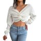 thumbnail image 1 of Gibobby Suéteres para mujer, Suéteres de cachemira para mujer, suéter esencial de manga larga con cuello en V, corte clásico, ligero(Blanco,M), 1 of 5