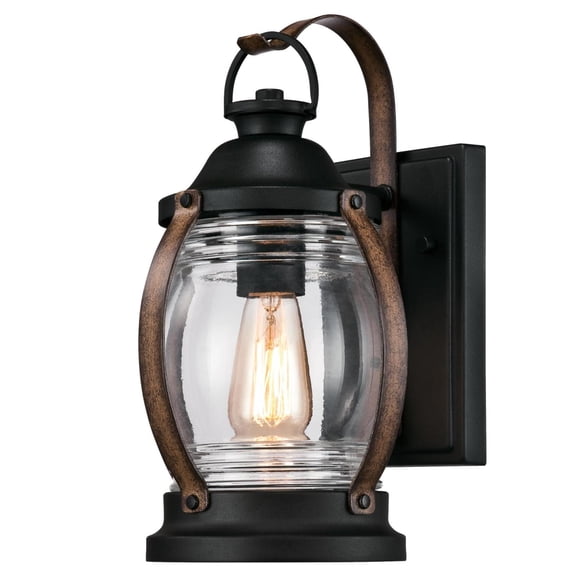Westinghouse 6335100 Canyon One-Light Outdoor Wall Fixture, Textured Black and Barnwood Finish with Clear Glass