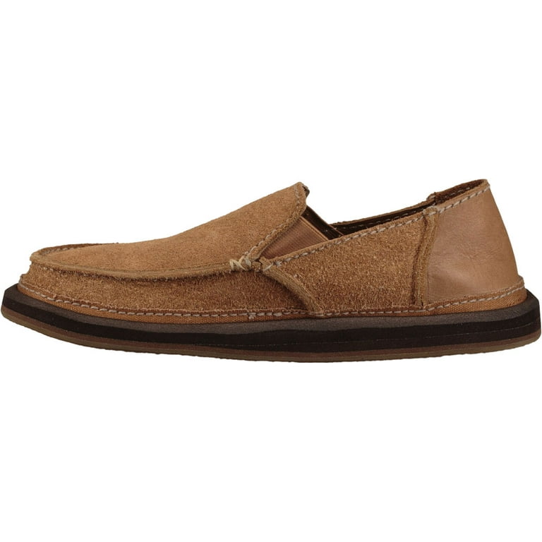 Men's Sanuk Pick Pocket Moc Toe Shoe Brown Textile 10 M 