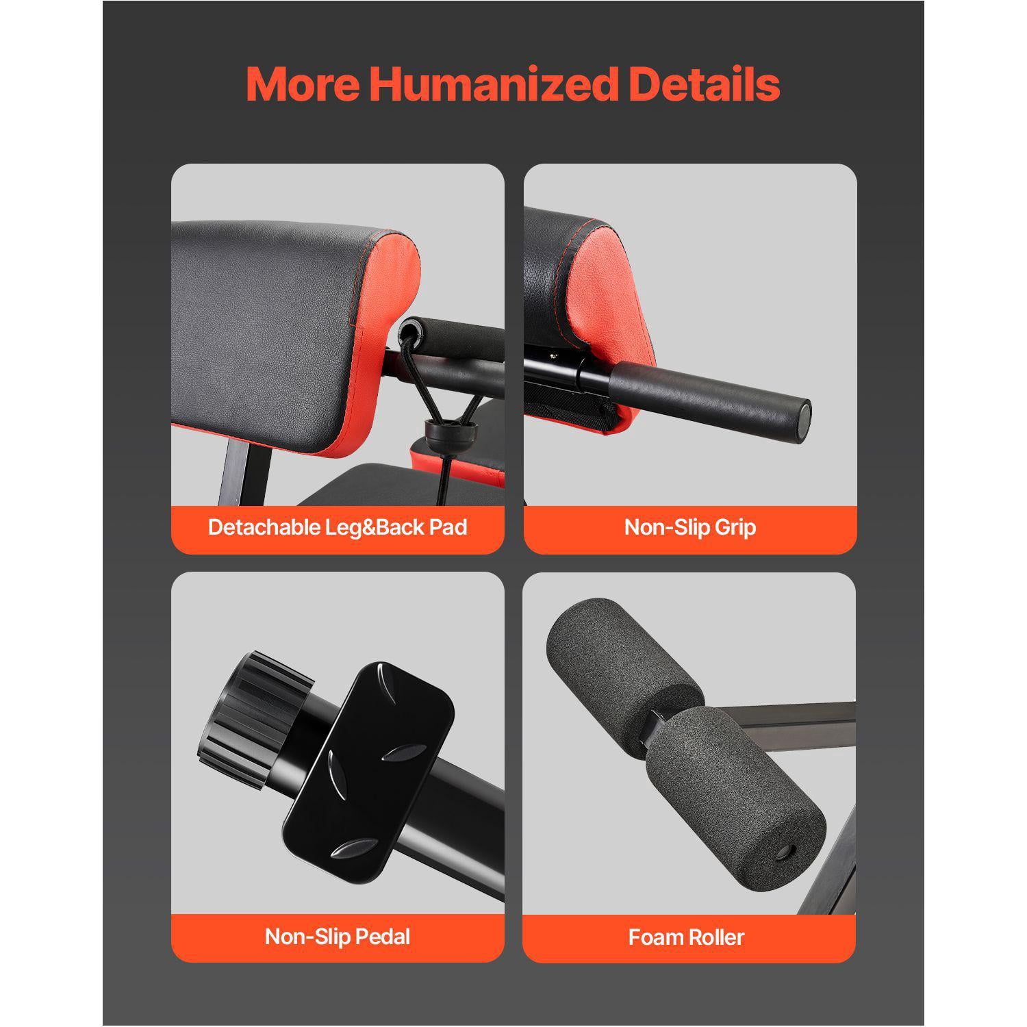Multifunctional Adjustable Foldable Weight Bench 770 lbs Capacity Roman Chair Hyperextension Back Arm Core Ab Workout Equipment for Home Gym