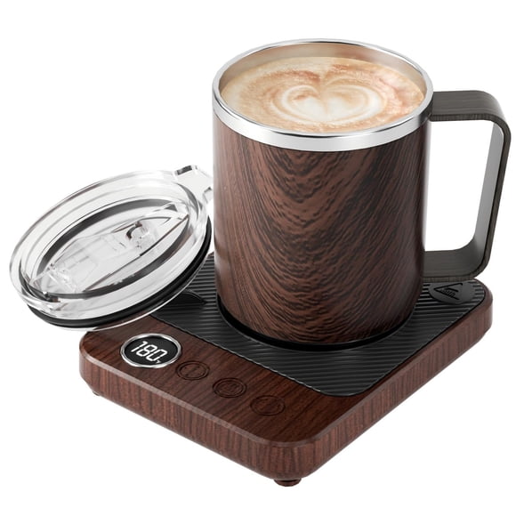 Calentador de taza para café Felibeaco de 16 oz con taza térmica de madera